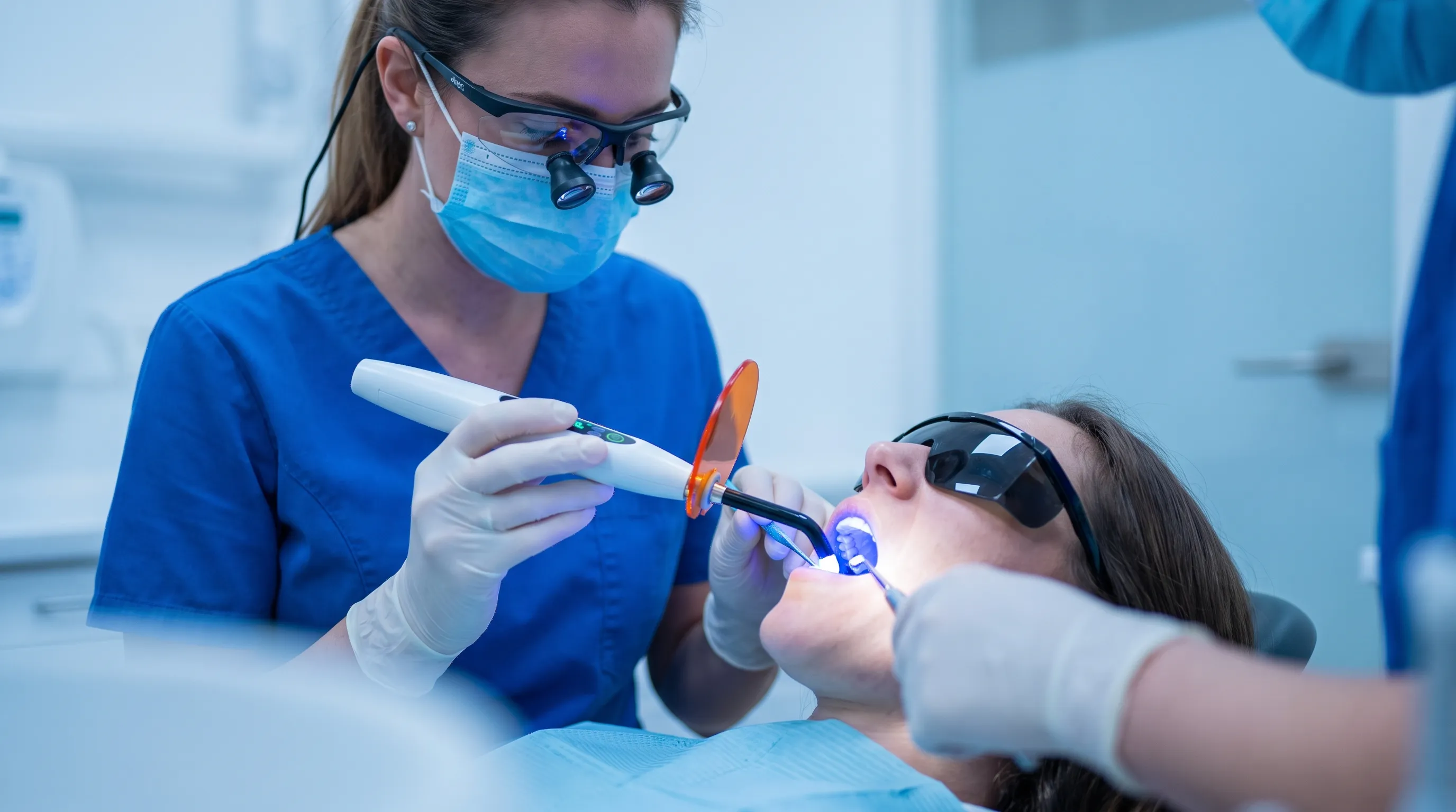 Patient reviewing dental restoration options with a dentist