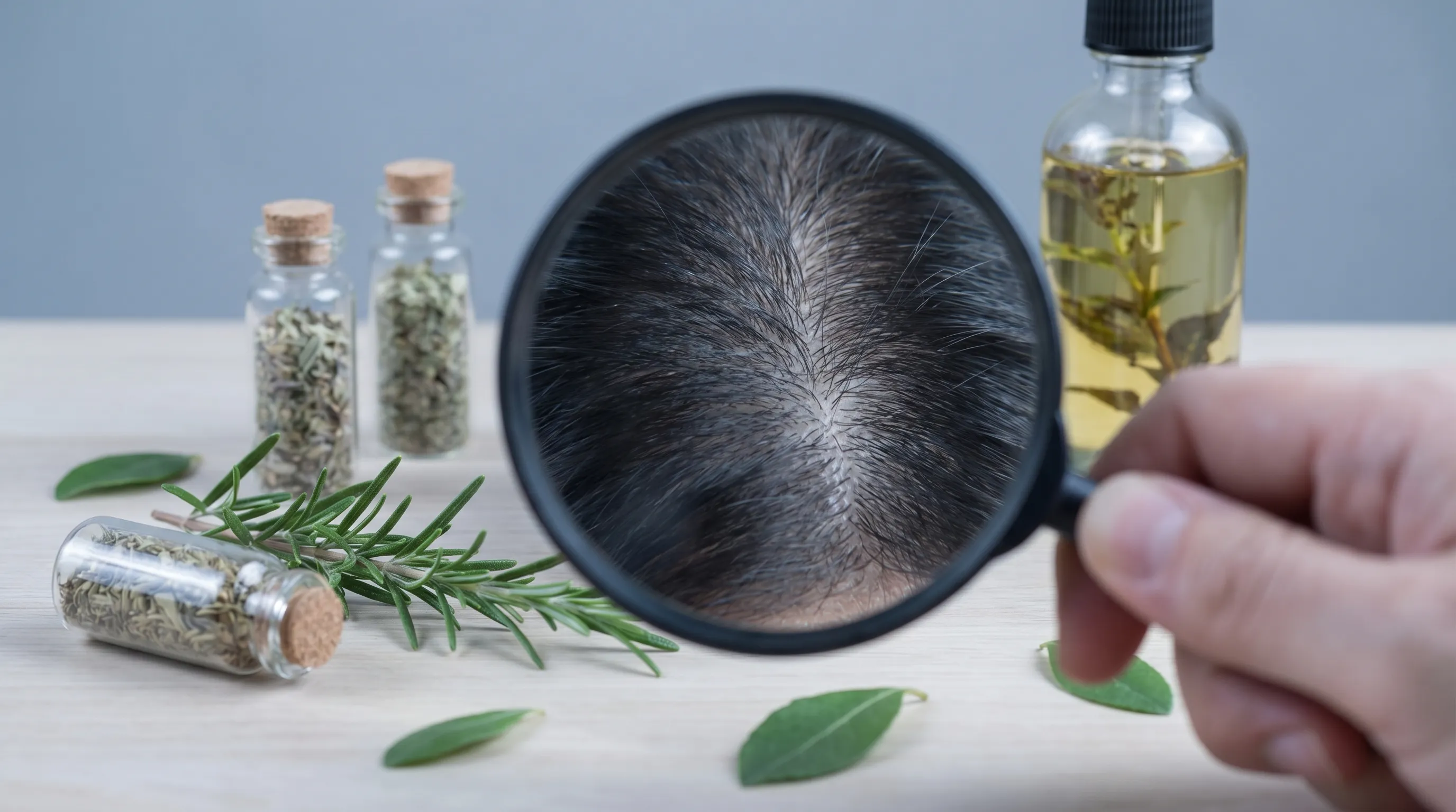 A detailed clinical illustration showing the three phases of the hair growth cycle alongside a healthy scalp cross-section, highlighting follicle structure and nutrient pathways in soft blue and gray tones