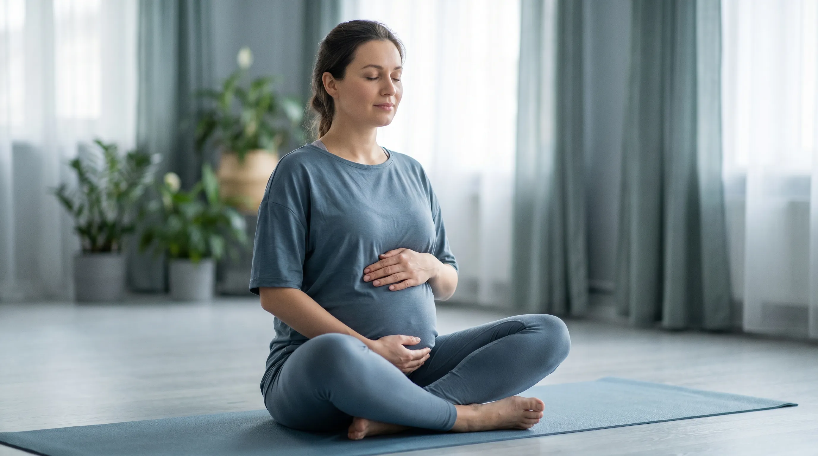 A healthcare provider reviewing ultrasound imaging with a pregnant patient, focusing on uterine health monitoring in a softly lit clinical room