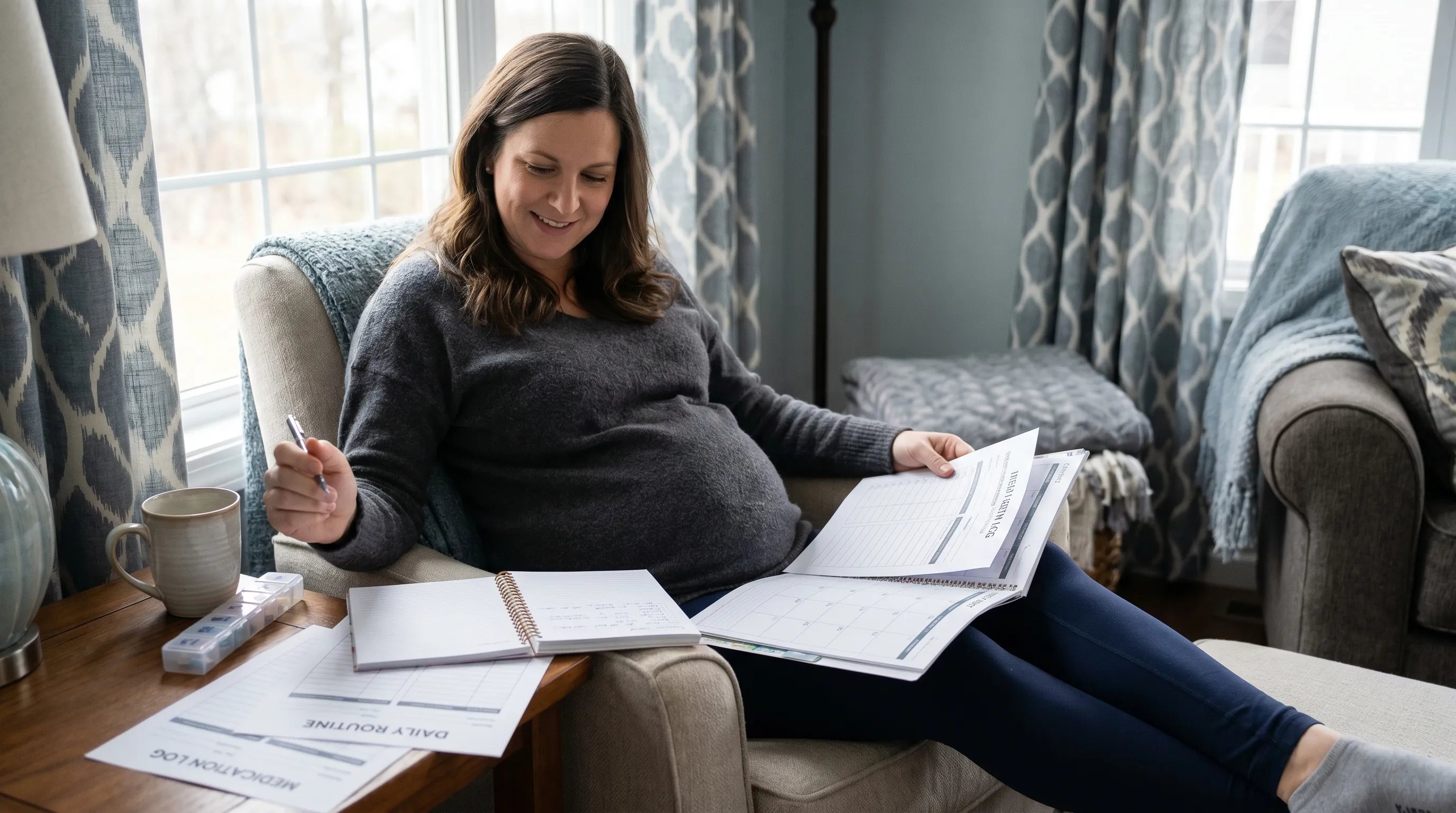 pregnant woman discussing medication options with a healthcare provider