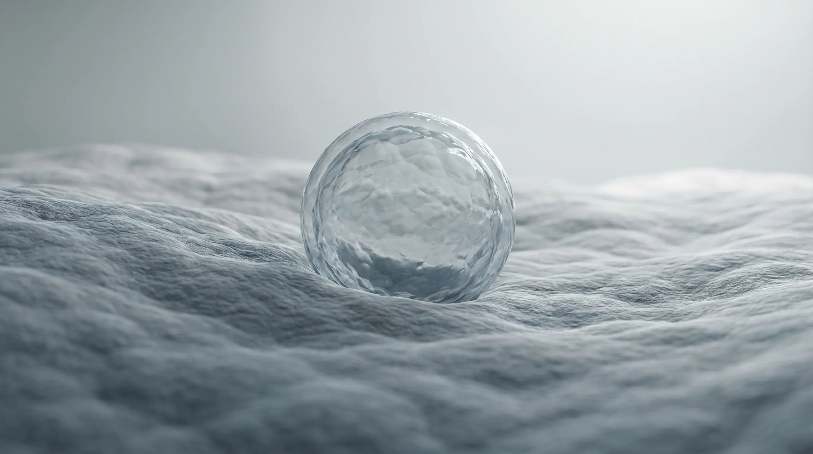 An illustration of a blastocyst (fertilized egg) implanting into the uterine wall around 10 DPO.