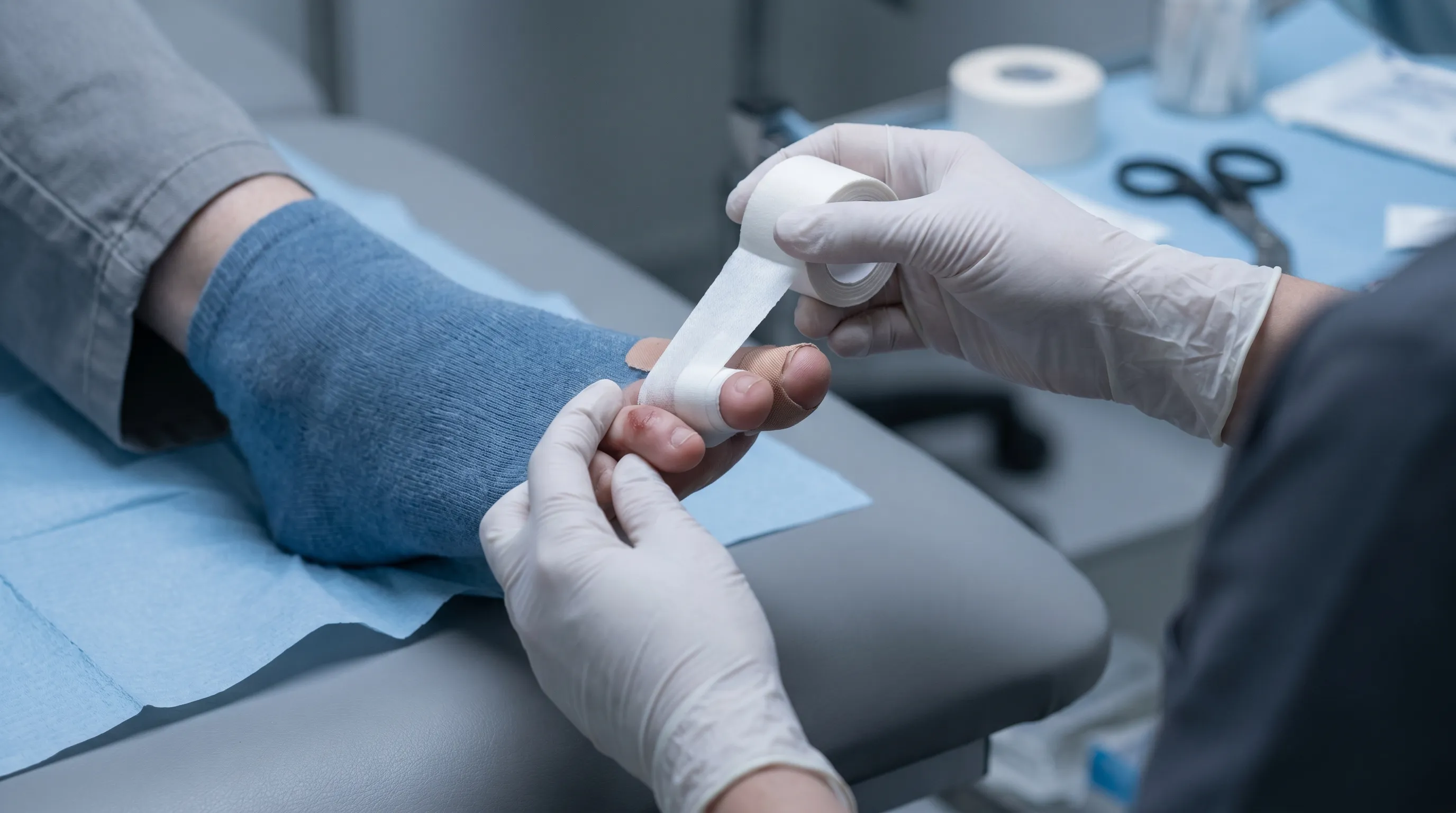 descriptive medical image showing buddy taping technique