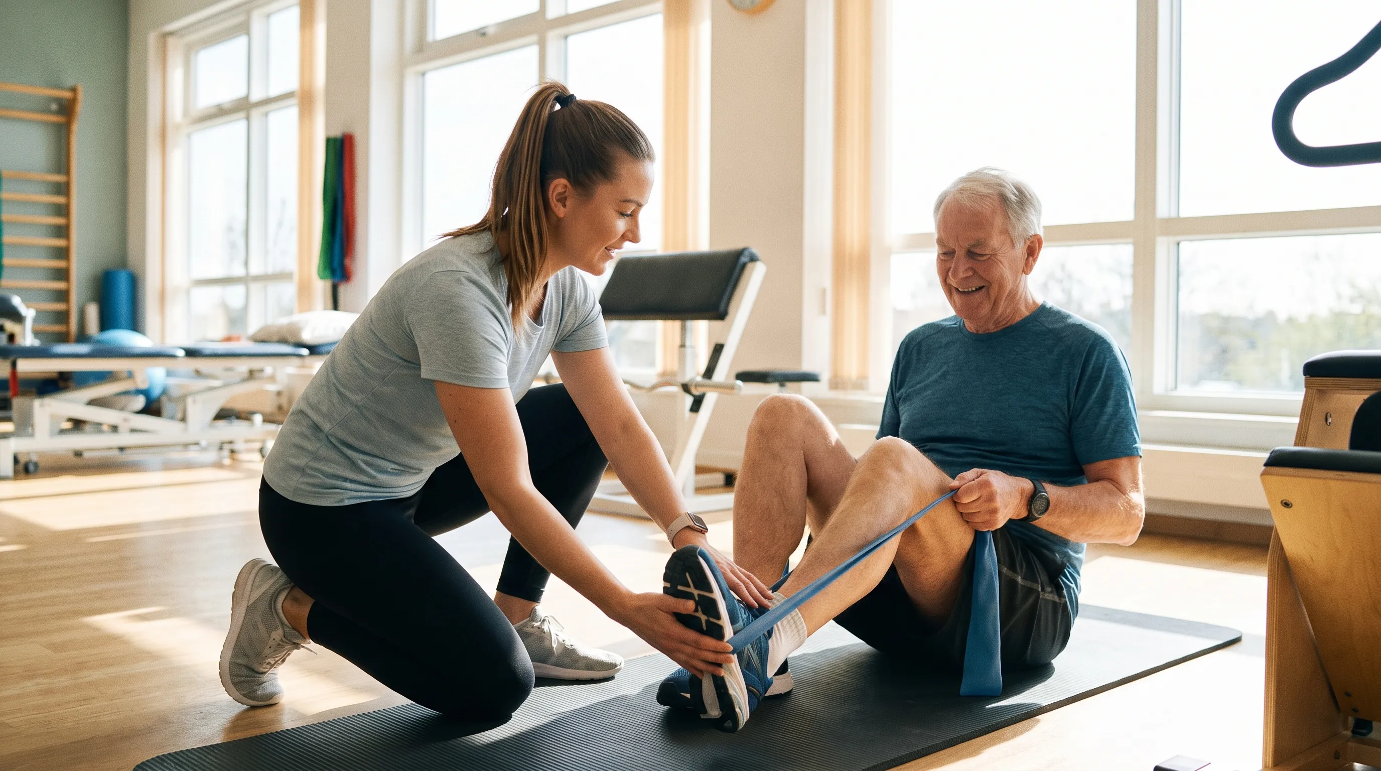 Patient undergoing physical therapy for foot rehabilitation