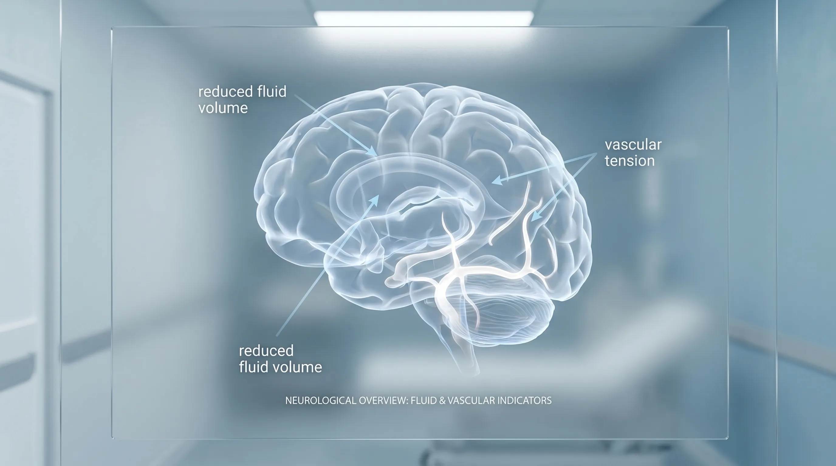 Medical professional explaining hydration mechanisms to a patient in a clinical setting, emphasizing brain health and fluid balance