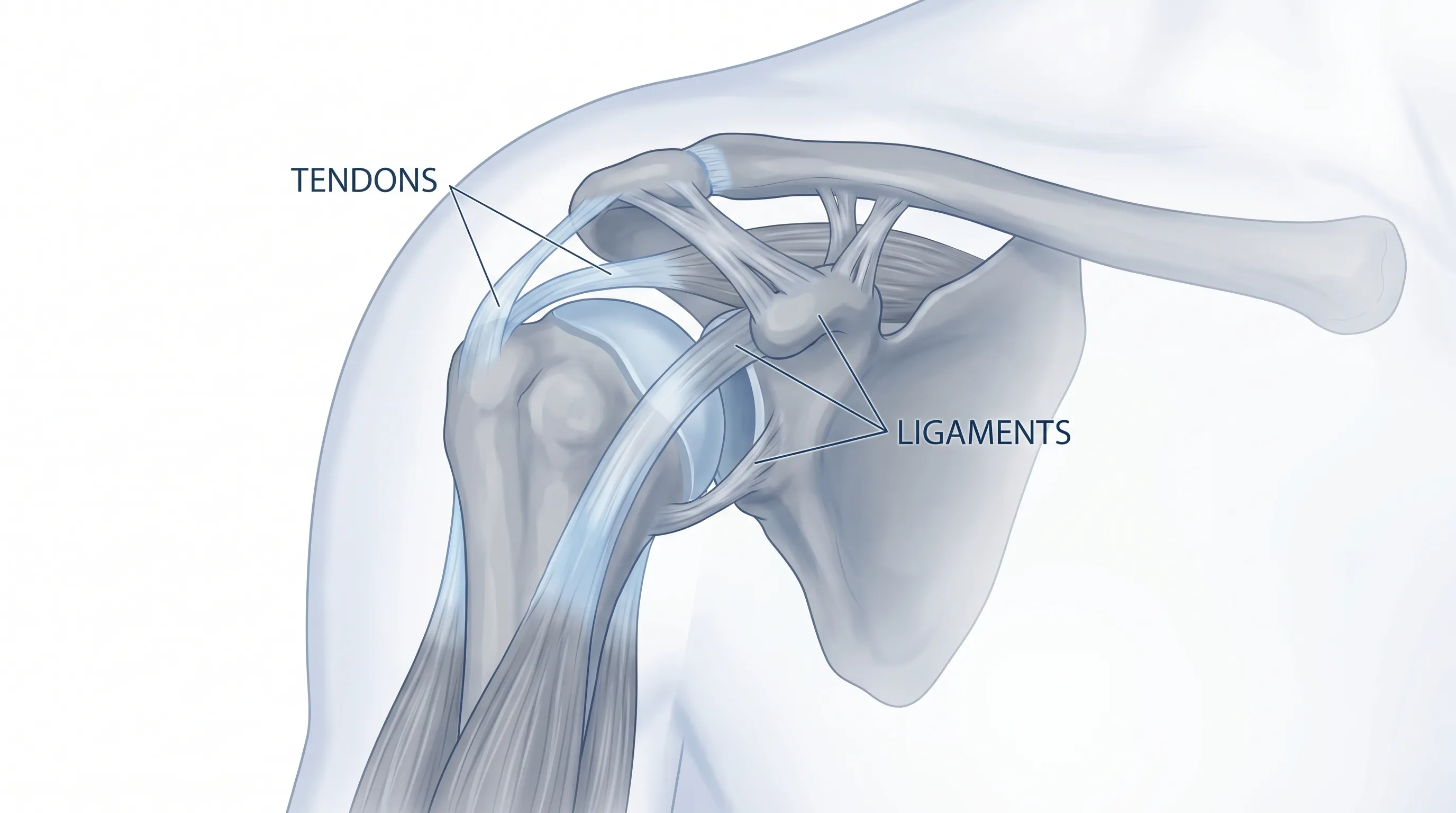 Anatomical comparison showing tendons and ligaments in a detailed knee joint illustration