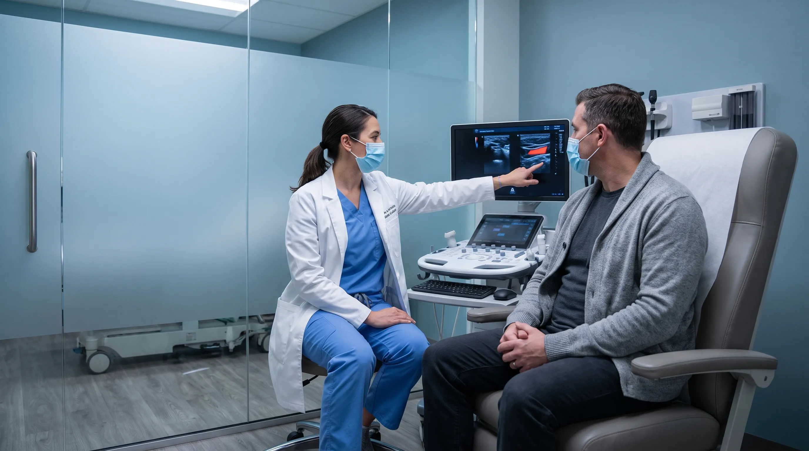 patient consulting with vascular specialist in a modern clinic setting